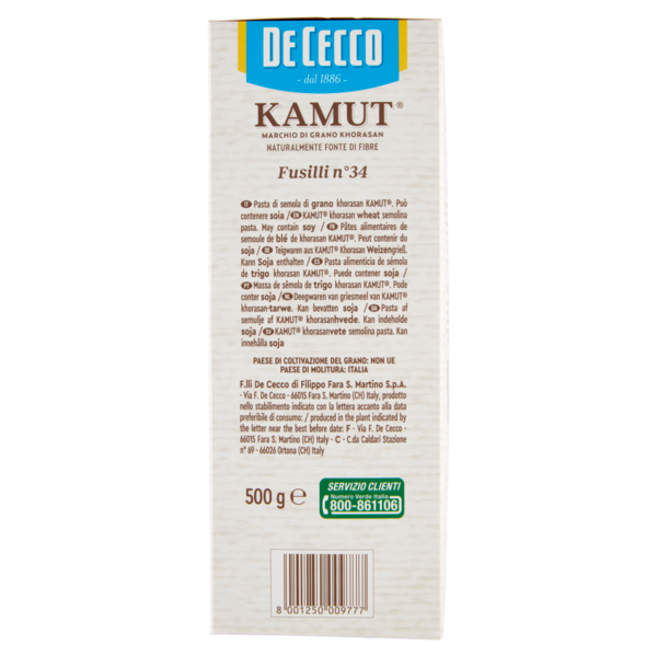De Cecco Kamut Fusilli n°34 500 g