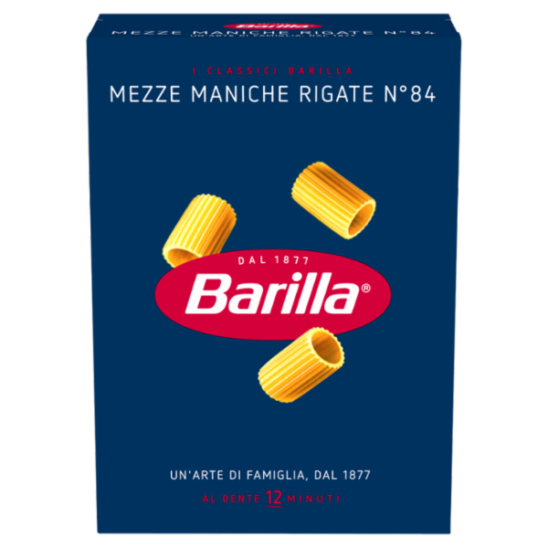 Barilla Pasta Mezze Maniche Rigate n.84 100% Grano Italiano 500g
