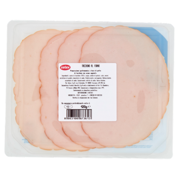 Selex Vivi Bene Tacchino al Forno a Basso Contenuto di Grassi a Fette 120 g