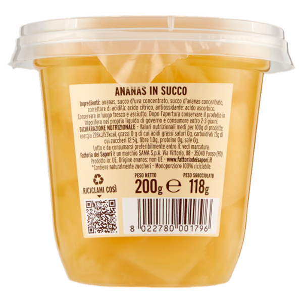 Fattoria dei Sapori Frutta Go! Ananas in Succo 200 g