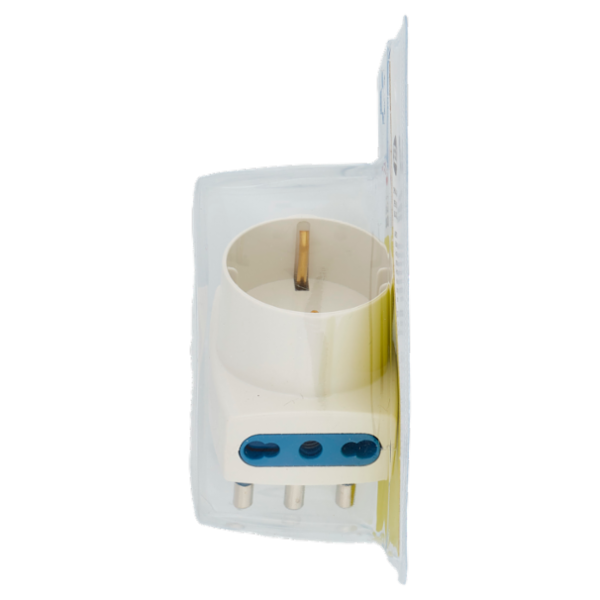 Selex Adattatore Pluristandard Spina 16A + 2 Prese Bivalenti + 1 Presa Tedesca Bianco