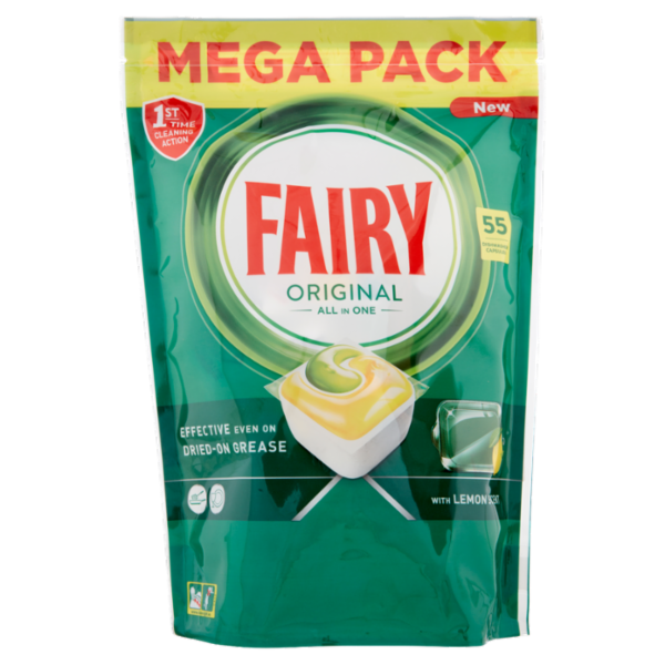 Fairy Original Pastiglie Lavastoviglie 55 Caps, Detersivo Limone