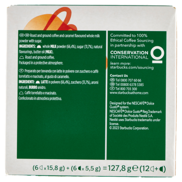 STARBUCKS Caramel Macchiato by Nescafé Dolce Gusto Latte Caramello e Caffè 12 Capsule 127,8 g