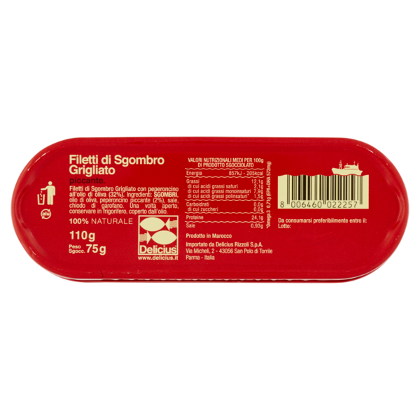 Delicius Filetti di Sgombro Grigliato piccante 110 g