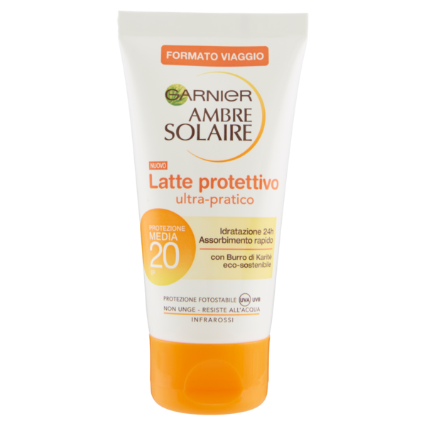 Garnier Ambre Solaire - Latte protettivo ultra-pratico formato viaggio IP 20 - 50 ml