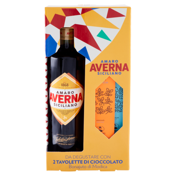Averna Amaro Siciliano 70 cl + 2 Tavolette di Cioccolato Bonajuto di Modica