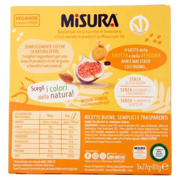 Misura Frutta e Verdura Frutta Secca, Fichi e Carote 3 x 27 g