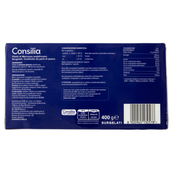 Consilia Filetti di Merluzzo Surgelati 400 g