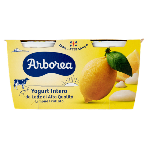 Arborea Yogurt Intero da Latte di Alta Qualità Limone Frullato 2 x 125 g