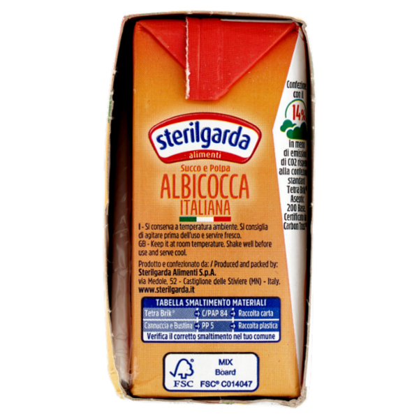 sterilgarda Succo e Polpa Albicocca Italiana 3 x 200 ml