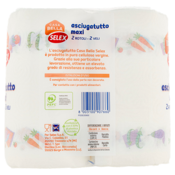 Selex Asciugatutto 2 Veli Maxi Rotolo 100 Strappi 2 Rotoli
