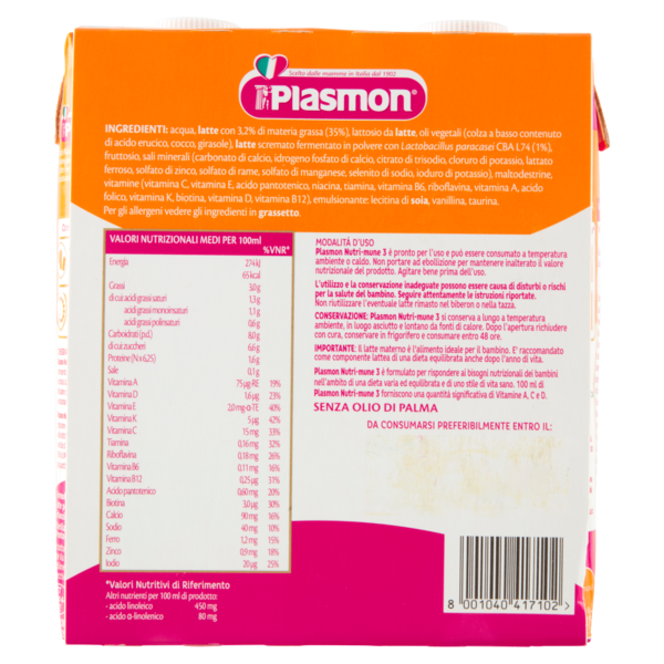 Plasmon Latte di Crescita nutri mune 3 2 x 500 ml