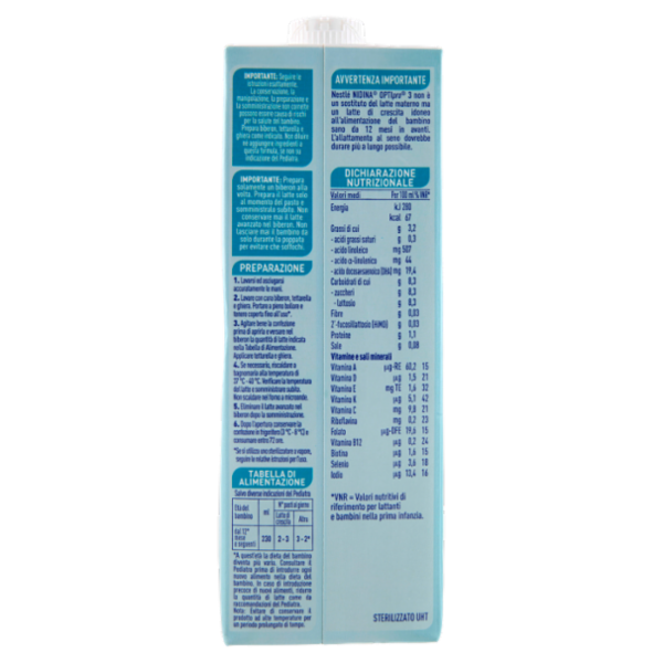 NESTLÉ NIDINA Optipro 3 Latte di crescita liquido per bambini da 1 anno Brick 1L