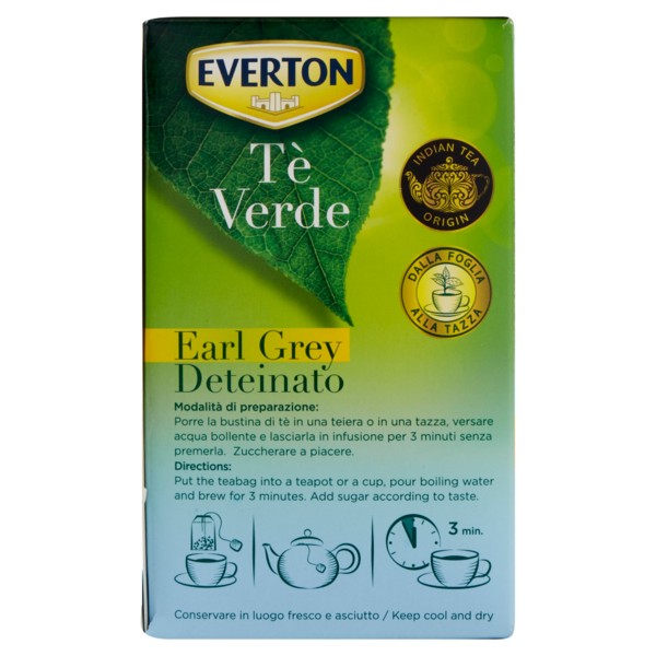 Everton Tè Verde Earl Grey Deteinato 40 x 1,4 g