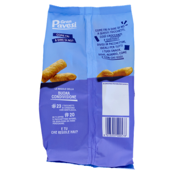 Gran Pavesi Snack Tocchetti, Snack al Mais Cotti al Forno, Senza Olio di Palma, 8 Pacchetti 256g