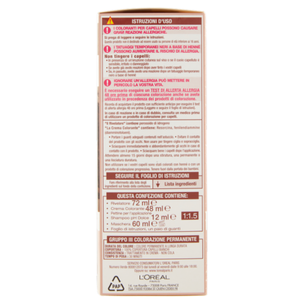 L'Oreal Paris Colorazione permanente senza ammoniaca, Riflesso Universale, Castano 4U