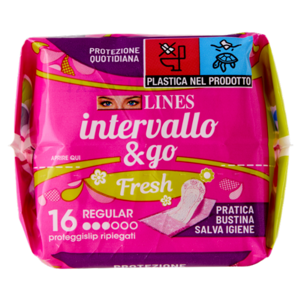 Lines intervallo & go Fresh proteggislip Regular Ripiegato 16 pz