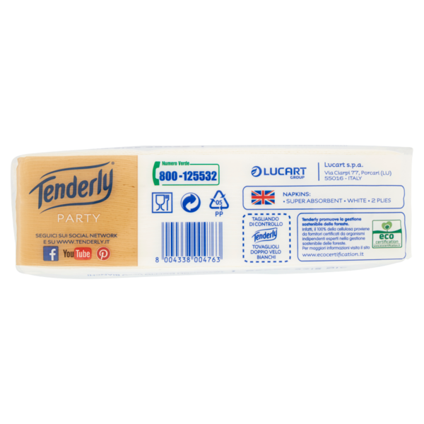 Tenderly Party Big Size 38x38 Tovaglioli Doppio Velo Bianchi