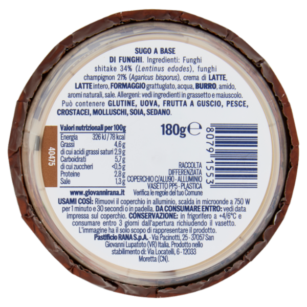 Giovanni Rana il Sugo Fresco Funghi 180 g