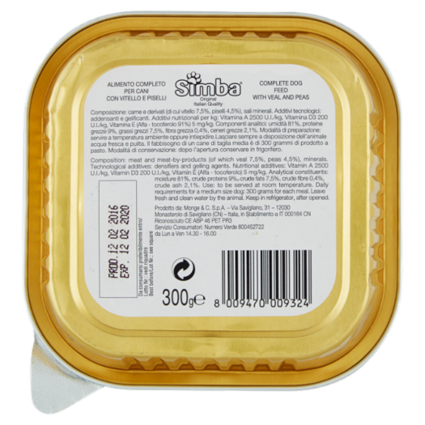 Simba Patè con Vitello e Piselli 300 g