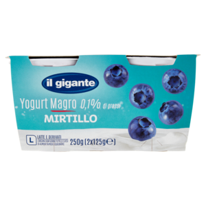 IL GIGANTE Yogurt Magro 0,1% Di Grassi Mirtillo 2 x 125 g