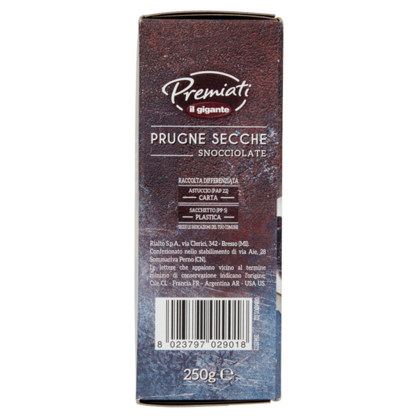 PREMIATI DA IL GIGANTE Prugne Secche Snocciolate 250 g
