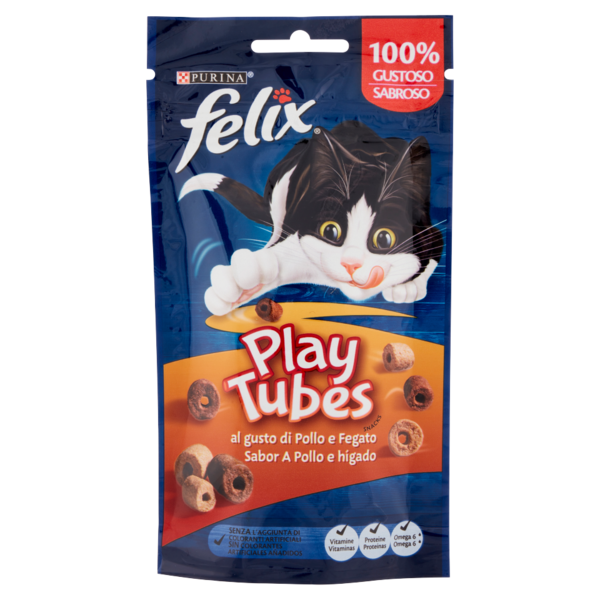 PURINA FELIX Playtubes Snack Gatto al Gusto di Pollo e Fegato busta 50g