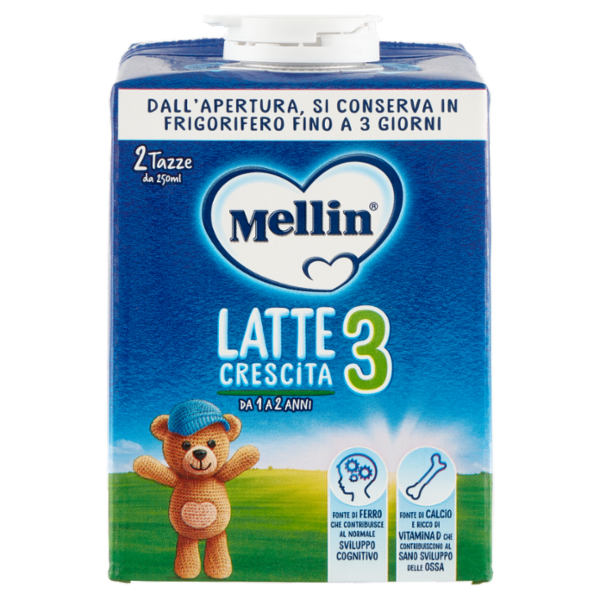 MELLIN 3 - Latte di Crescita Liquido, dal 12° mese compiuto al 24°, Fonte di Ferro, 500ml