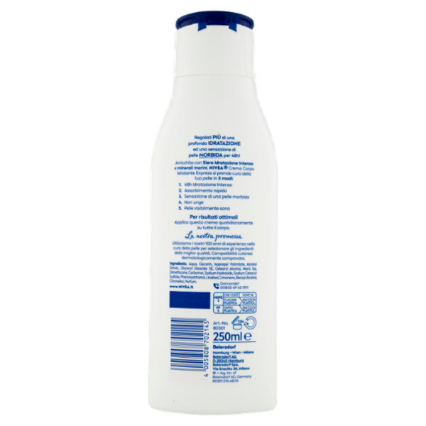 Nivea Crema Corpo Idratante Express Pelle normale o secca 250 ml