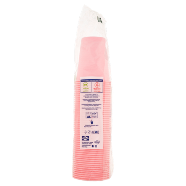 Natural Bibo Color bicchieri Rosa Biodegradabili e compostabili 200 cc 50 pz