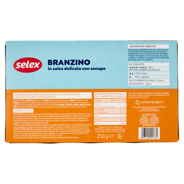 Selex Branzino In Salsa Delicata con Senape Surgelato In Vaschetta 250 g