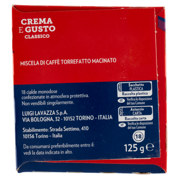 Lavazza Crema e Gusto Classico 18 Cialde 125 g