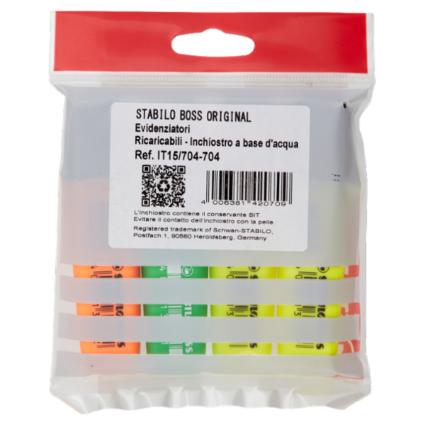 STABILO Boss Original evidenziatore arancione/verde/giallo - eco-pack 3+1 gratis