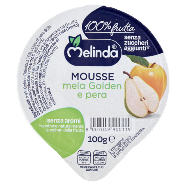 Melinda Mousse 100% Mela e Pera 100 g