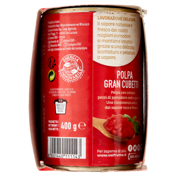 Valfrutta al Vapore Polpa Gran Cubetti 2 x 400 g