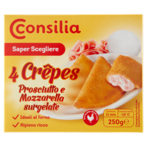 Consilia Saper Scegliere 4 Crêpes Prosciutto e Mozzarella Surgelate 250 g