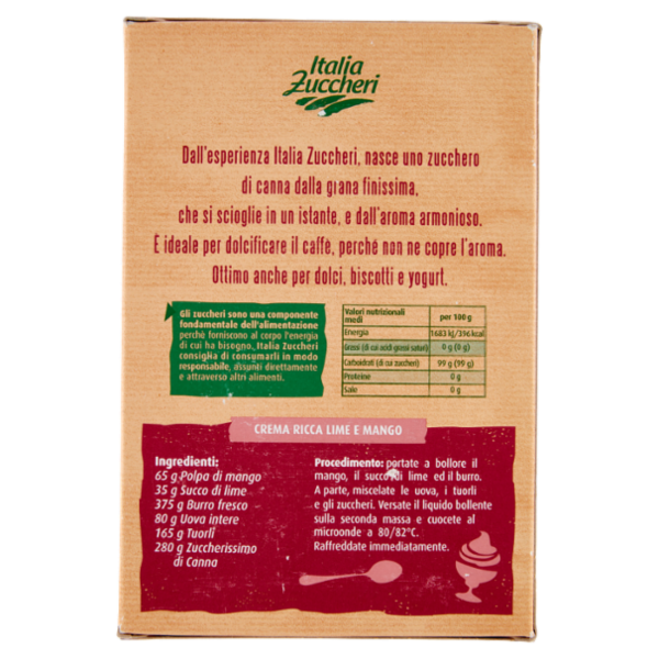 Italia Zuccheri Zuccherissimo di Canna Extra Fine, Extra Solubile 1 kg