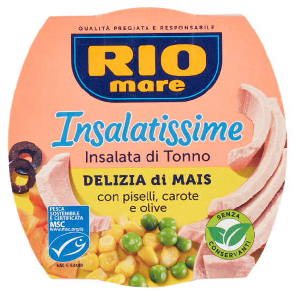 Rio mare Insalatissime Insalata di Tonno Delizia di Mais con piselli, carote e olive 160 g