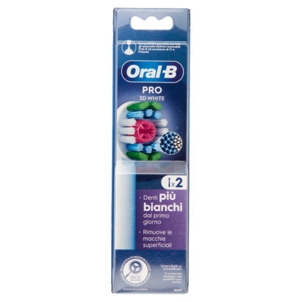 Oral-B Testine di Ricambio Pro 3D White per Spazzolino Elettrico Denti Ricaricabile 2 pz
