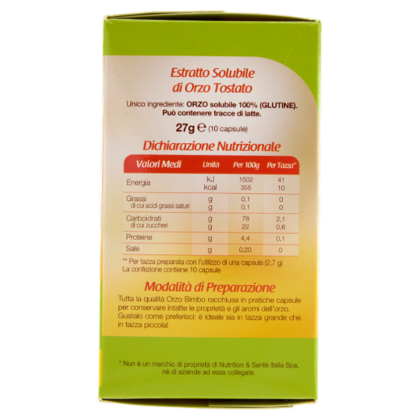 Orzo Bimbo Orzo 100% 10 Capsule Compatibili con Macchine caffè Nespresso* - 10 x 2,7 g