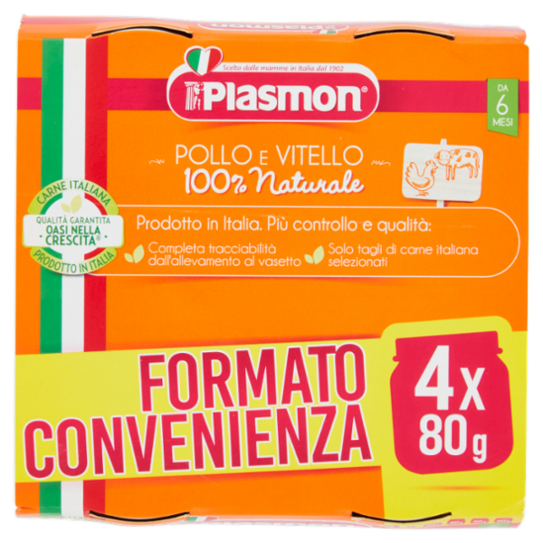 Plasmon Pollo e Vitello Omogeneizzato con Carne e Cereale 4 x 80 g
