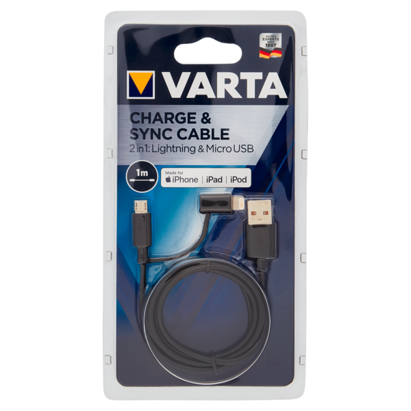 Varta Charge & Sync Cable 2 in 1: Lightning & Micro USB