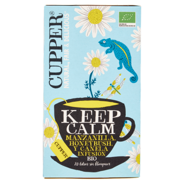 CUPPER Keep Calm Infuso Biologico di Camomilla Cyclopia e Cannella, Tisana Calmante, 20 Bustine 35 g