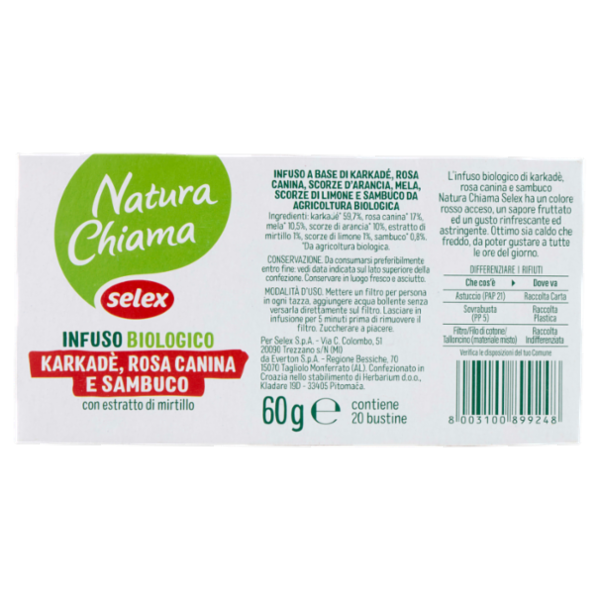 Selex Natura Chiama Infuso di Frutti Misti Biologico 20 Filtri 60 g
