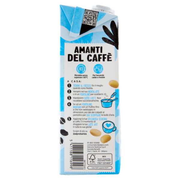 ALPRO Barista Soia, Bevanda 100% Vegetale, Basso Contenuto di grassi, Senza Lattosio, 1 L