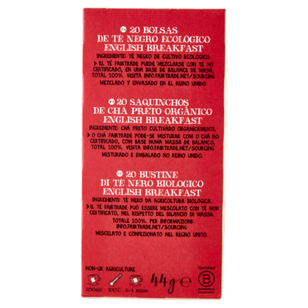 CUPPER English Breakfast Tè Nero Bio Fairtrade, Tè Ceylon Pieno e Rinfrescante, 20 Bustine 44 g
