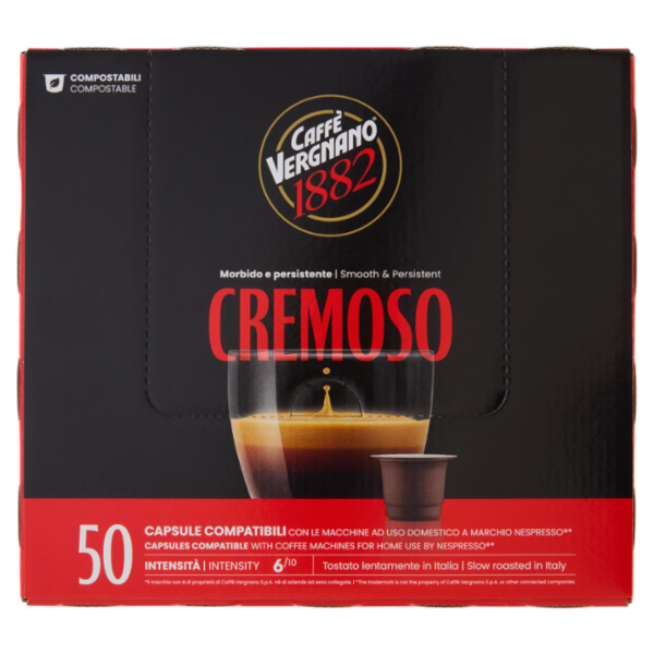 Caffè Vergnano 1882 Èspresso1882 Cremoso Compostabile** Capsule Compatibili Nespresso* 50 x 5 g