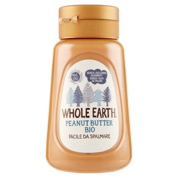 WHOLE EARTH Burro di Arachidi Cremoso Biologico, Crema Spalmabile, Vegan, Bottiglia Squeeze, 320g
