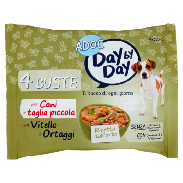 ADoC Day by Day per Cani di taglia piccola con Vitello e Ortaggi 4 x 100 g