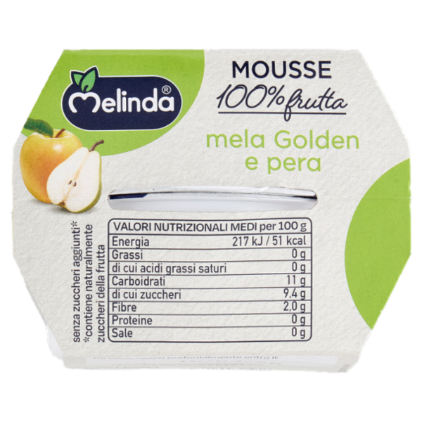 Melinda Mousse mela Golden e pera 2 x 100 g
